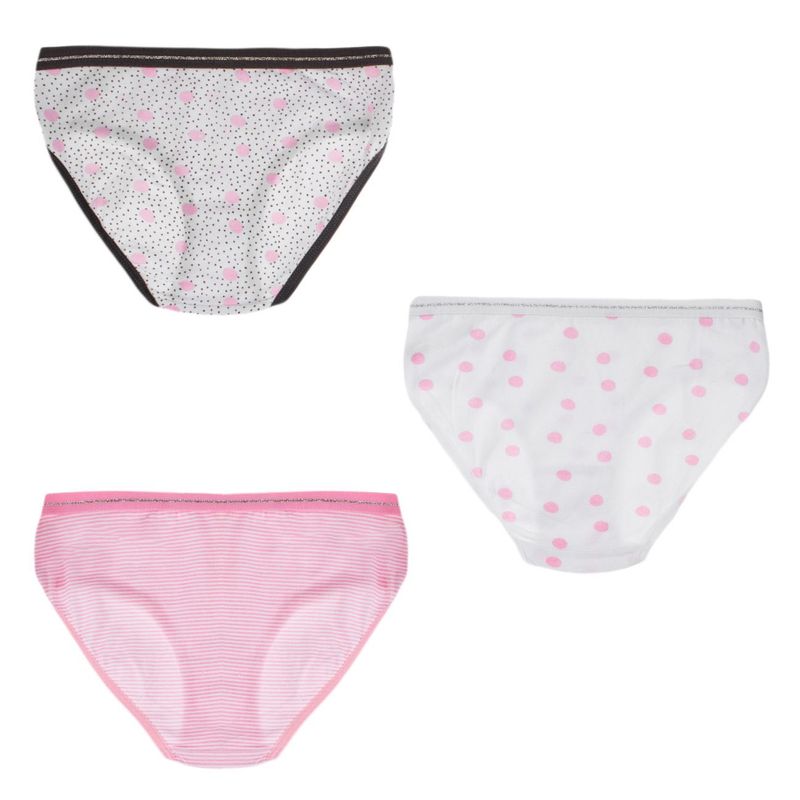Fashion, accesorii si bijuterii/Copii/Lenjerie si pijamale copii/Lenjerie intima copii - Set chiloti copii, multicolor, 3 bucati, model cu buline si dungi, lurex argintiu - Infinity.ro