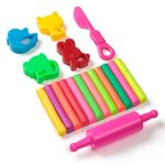 Carti si Birotica - Rechizite - Plastilina - Set plastilina multicolor, 18 piese, forme animale, cilindru, cutit - Infinity.ro