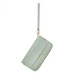 Fashion, accesorii si bijuterii - Femei - Accesorii femei - Portofele femei - Portofel dama, exclusivo, cu maner, verde pastel, 19.5 x 11 x 3cm, detalii aurii - Infinity.ro