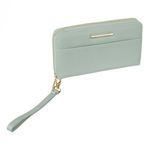 Fashion, accesorii si bijuterii - Femei - Accesorii femei - Portofele femei - Portofel dama, exclusivo, cu maner, verde pastel, 19.5 x 11 x 3cm, detalii aurii - Infinity.ro
