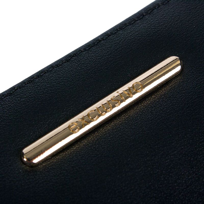 Fashion, accesorii si bijuterii - Femei - Accesorii femei - Portofele femei - Portofel exclusivo, fermoar metalic, culoare negru, dimensiuni 19.5 x 11 x 2.5 cm - Infinity.ro