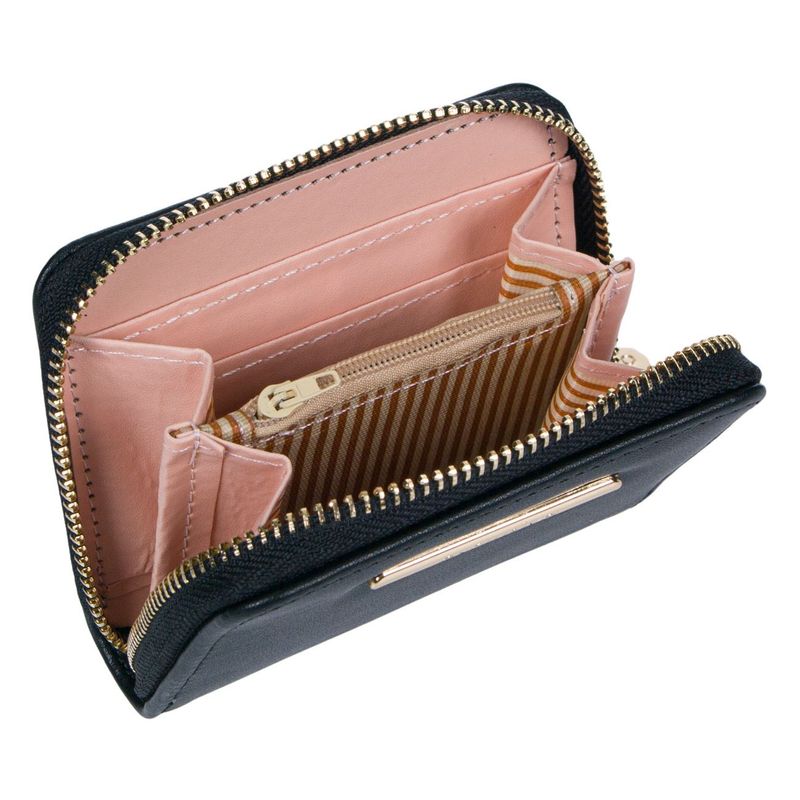 Fashion, accesorii si bijuterii - Femei - Accesorii femei - Portofele femei - Portofel exclusivo, negru, detalii aurii, compartiment metalic, 11 x 9 x 2.5cm - Infinity.ro