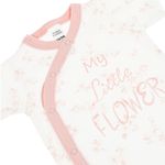 Fashion, accesorii si bijuterii - Copii - Imbracaminte copii - Body-uri copii - Body bebelusi, model "my little flower", bumbac, alb cu flori roz, maneci scurte, 0-6 luni - Infinity.ro