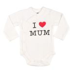 Fashion, accesorii si bijuterii - Copii - Imbracaminte copii - Body-uri copii - Body bebe, model i love mum, maneca lunga, culoare alb, material bumbac, varsta 0-6 luni - Infinity.ro