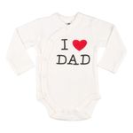 Fashion, accesorii si bijuterii - Copii - Imbracaminte copii - Body-uri copii - Body bebelus, model i love dad, maneca lunga, culoare alb, material bumbac, inima rosie - Infinity.ro