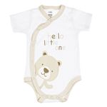 Fashion, accesorii si bijuterii - Copii - Imbracaminte copii - Body-uri copii - Body bebelusi, model ursulet, bumbac, alb bej, maneca scurta - Infinity.ro