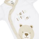 Fashion, accesorii si bijuterii - Copii - Imbracaminte copii - Body-uri copii - Body bebelusi, model ursulet, bumbac, alb bej, maneca scurta - Infinity.ro