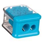 Carti si Birotica - Birotica - Instrumente de scris - Accesorii instrumente de scris - Ascutitoare dubla labirint, plastic, culoare albastru, 2 gauri - Infinity.ro