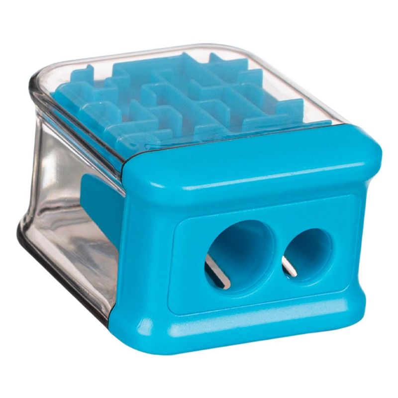 Carti si Birotica - Birotica - Instrumente de scris - Accesorii instrumente de scris - Ascutitoare dubla labirint, plastic, culoare albastru, 2 gauri - Infinity.ro