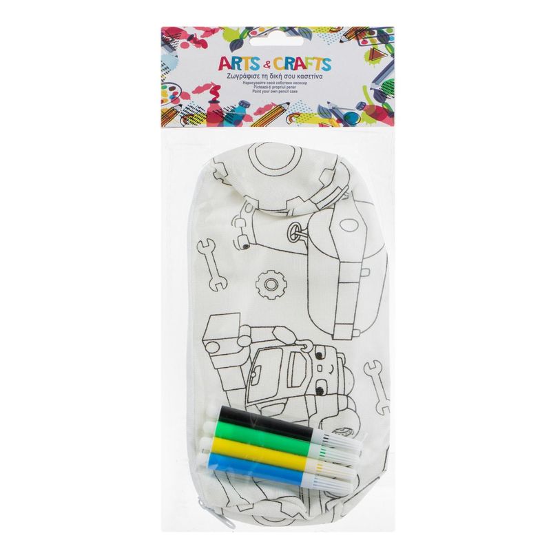 Carti si Birotica - Rechizite - Penare - Set creativ penar, model vehicule de constructie, dimensiuni 7 x 21cm, multicolor - Infinity.ro