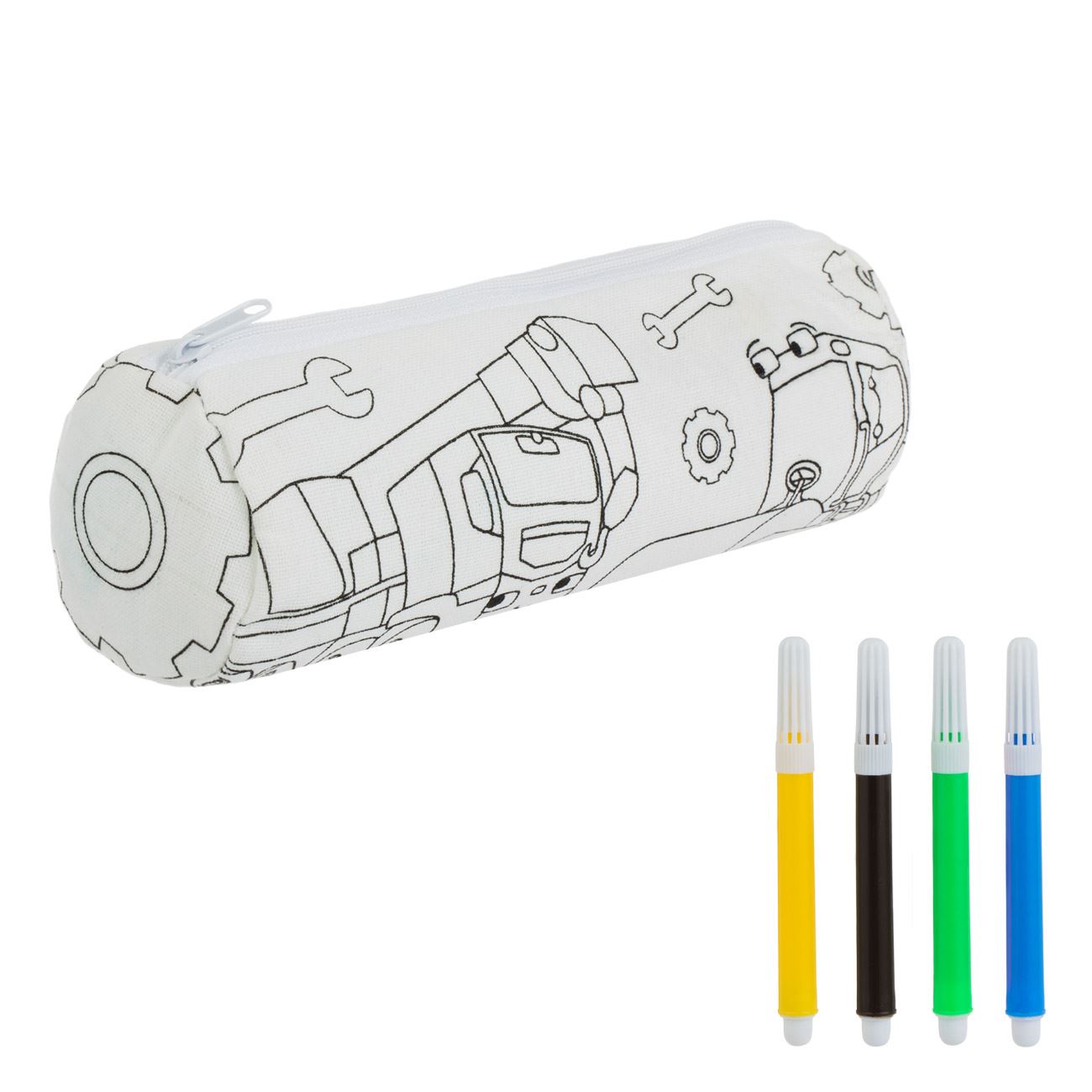 Set creativ penar, model vehicule de constructie, dimensiuni 7 x 21cm, multicolor