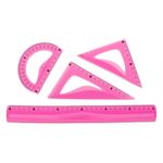 Carti si Birotica - Rechizite - Instrumente geometrice - Set geometrie, little president, rigle flexibile, 4 bucati, culoare fucsia - Infinity.ro