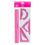 Carti si Birotica - Rechizite - Instrumente geometrice - Set geometrie, little president, rigle flexibile, 4 bucati, culoare fucsia - Infinity.ro