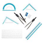 Carti si Birotica - Rechizite - Instrumente geometrice - Set geometrie, 10 piese, husa metalica, multicolor - Infinity.ro