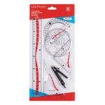 Carti si Birotica - Rechizite - Instrumente geometrice - Set geometrie, little president, rigle transparente model rosu, 6 piese - Infinity.ro