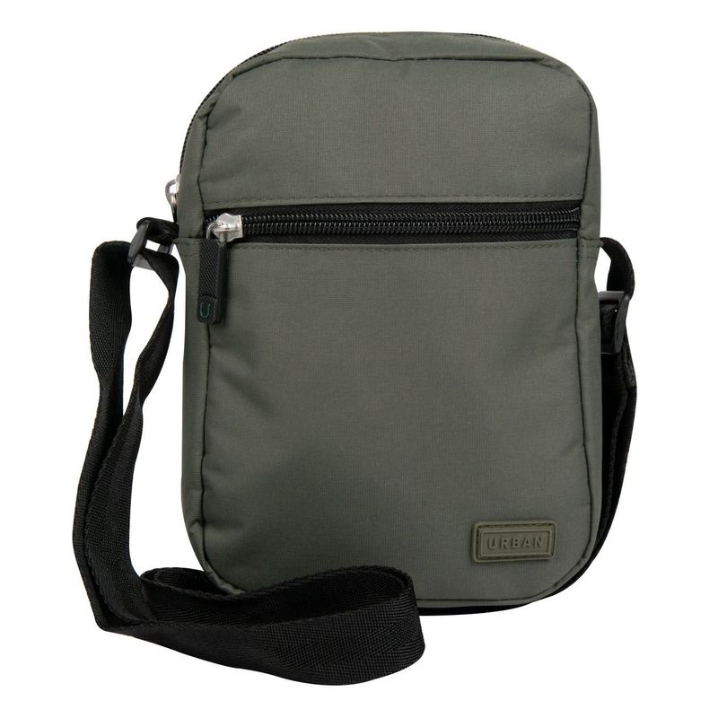Fashion, accesorii si bijuterii/Barbati/Accesorii barbati/Genti si rucsacuri barbati - Geanta de umar urban, compartiment cu fermoar, curea reglabila, poliester, verde olive, 19 x 14 x 5.5cm - Infinity.ro