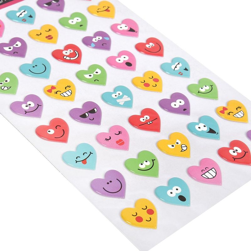 Casa si Gradina - Decoratiuni - Stickere decorative - Set autocolante, model inimi cu fata zambitoare, multicolor, 40 bucati - Infinity.ro