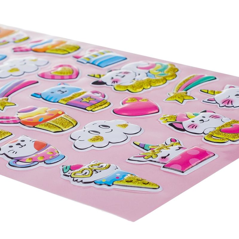 Casa si Gradina - Decoratiuni - Stickere decorative - Set autocolante decorative, 3d, multicolor, pisici si unicorni, 24 bucati - Infinity.ro