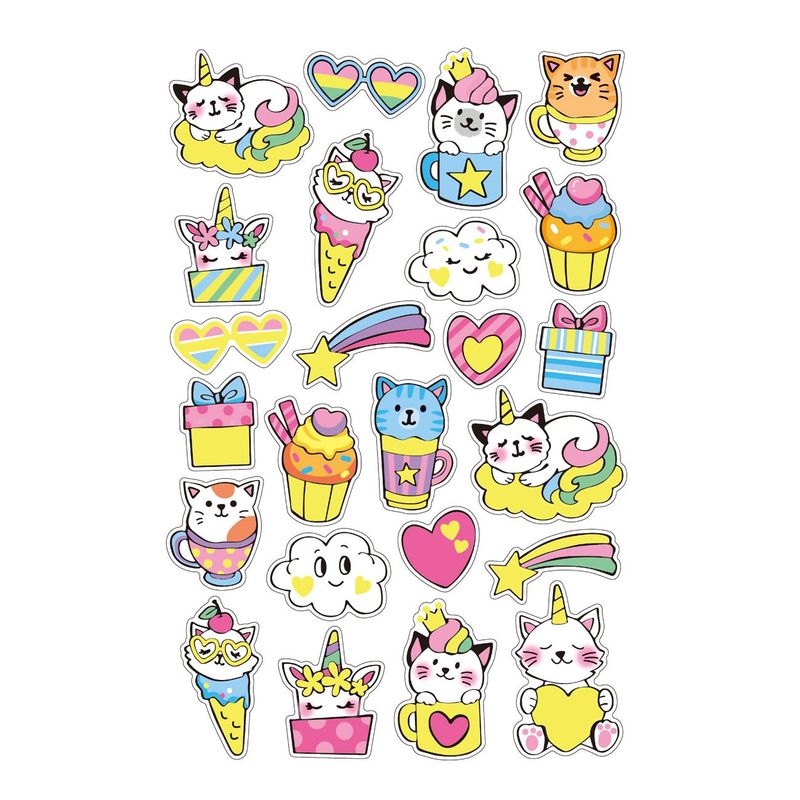 Casa si Gradina - Decoratiuni - Stickere decorative - Set autocolante decorative, 3d, multicolor, pisici si unicorni, 24 bucati - Infinity.ro