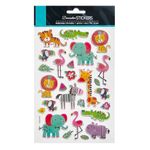 Casa si Gradina - Decoratiuni - Stickere decorative - Set autocolante animale salbatice, 3d, detalii argintii, 27 bucati, multicolor - Infinity.ro