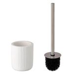 Casa si Gradina - Sanitare - Obiecte sanitare - Accesorii vase de toaleta - Perie wc ceramica, model alb-argintiu, inaltime 38 cm, maner metalic - Infinity.ro