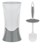 Casa si Gradina - Sanitare - Obiecte sanitare - Accesorii vase de toaleta - Perie wc, model alb-gri, plastic, diametru 37 x 11 cm - Infinity.ro