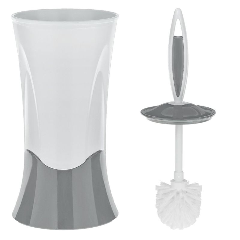 Casa si Gradina - Sanitare - Obiecte sanitare - Accesorii vase de toaleta - Perie wc, model alb-gri, plastic, diametru 37 x 11 cm - Infinity.ro