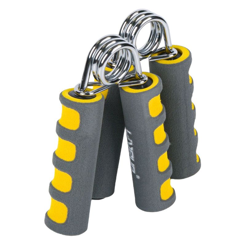 Sport si Outdoor - Fitness - Accesorii fitness - Benzi elastice fitness - Set flexor antrenament antebrat, liveup, manere spuma, gri galben, 2 bucati - Infinity.ro