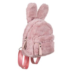 Rucsac copii, model urechi iepuras, roz, material sintetic, 23 x 11 x 33.5cm