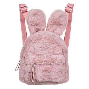 Rucsac copii, model urechi iepuras, roz, material sintetic, 23 x 11 x 33.5cm