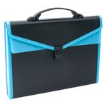 Carti si Birotica - Birotica - Accesorii de birou - Mape si dosare - Servieta documente, 12 compartimente, capsa, maner, negru-ciel, dimensiuni 33 x 23cm - Infinity.ro