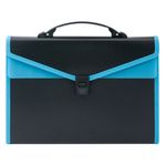 Carti si Birotica - Birotica - Accesorii de birou - Mape si dosare - Servieta documente, 12 compartimente, capsa, maner, negru-ciel, dimensiuni 33 x 23cm - Infinity.ro