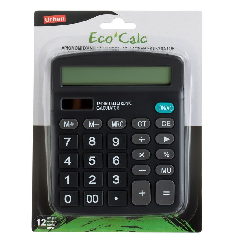 Carti si Birotica - Birotica - Aparatura de birou - Calculatoare de birou - Calculator urban, 12 cifre, ecran lcd, negru, 12 x 14.5 x 4cm, functionare cu baterie aa (inclusa) - Infinity.ro