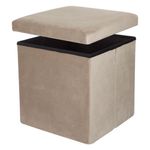 Casa si Gradina - Mobilier - Scaune si fotolii - Tabureti - Taburet depozitare pliabil, velvet taupe, 38 x 38 x 38 cm - Infinity.ro
