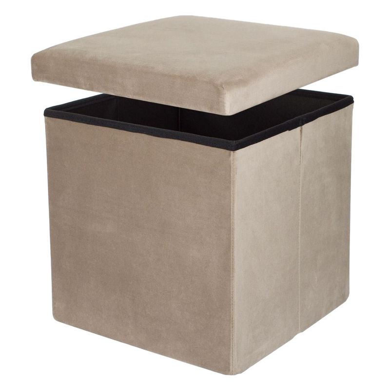 Casa si Gradina - Mobilier - Scaune si fotolii - Tabureti - Taburet depozitare pliabil, velvet taupe, 38 x 38 x 38 cm - Infinity.ro