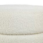 Casa si Gradina - Mobilier - Scaune si fotolii - Tabureti - Taburet decorativ, model teddy, diametru 36 cm, inaltime 43 cm, culoare alb, material lemn si poliester - Infinity.ro