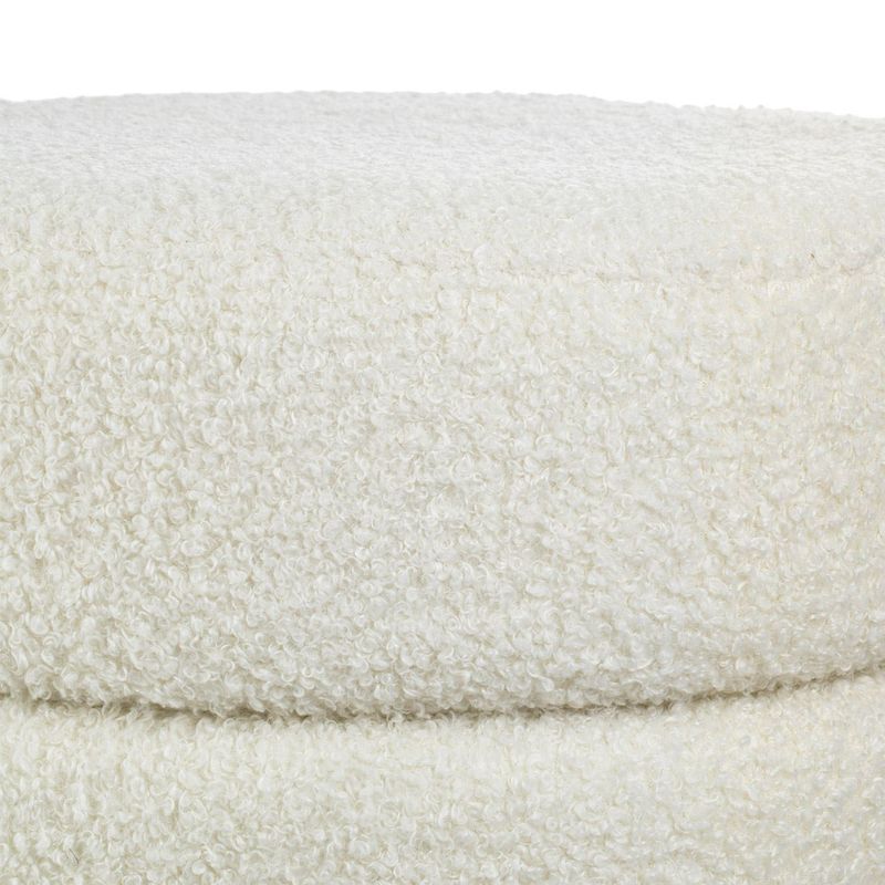 Casa si Gradina - Mobilier - Scaune si fotolii - Tabureti - Taburet decorativ, model teddy, diametru 36 cm, inaltime 43 cm, culoare alb, material lemn si poliester - Infinity.ro