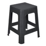 Casa si Gradina - Mobilier - Scaune si fotolii - Tabureti - Taburet plastic, model rattan, picioare unite, culoare negru, dimensiuni 36.5 x 36.5 x 46cm - Infinity.ro