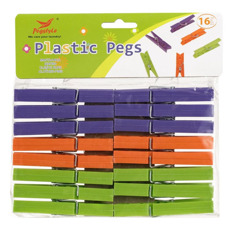 Market - Spalare si intretinere rufe - Uscatoare de rufe si accesorii - Set carlige rufe, pegstyle, plastic, multicolor, 8.4 cm, 16 bucati - Infinity.ro