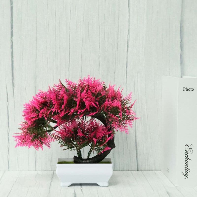 Casa si Gradina - Decoratiuni - Obiecte decorative - Plante artificiale - Bonsai decorativ artificial in ghiveci, Roz, 28 cm, MCT-18K99R - Infinity.ro