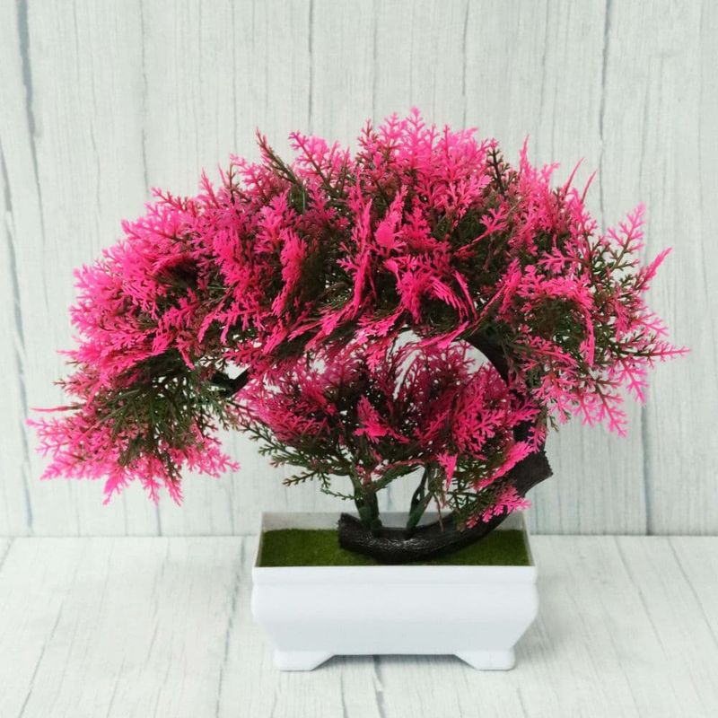 Casa si Gradina - Decoratiuni - Obiecte decorative - Plante artificiale - Bonsai decorativ artificial in ghiveci, Roz, 28 cm, MCT-18K99R - Infinity.ro