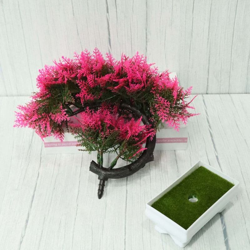 Casa si Gradina - Decoratiuni - Obiecte decorative - Plante artificiale - Bonsai decorativ artificial in ghiveci, Roz, 28 cm, MCT-18K99R - Infinity.ro