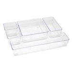 Casa si Gradina - Mobilier - Organizare si depozitare - Organizatoare pentru sertare si dulapuri - Organizator sertar, model 5 compartimente, transparent, material plastic - Infinity.ro