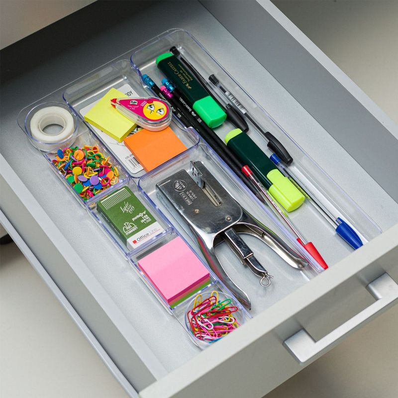 Casa si Gradina - Mobilier - Organizare si depozitare - Organizatoare pentru sertare si dulapuri - Organizator sertar, transparent, compartimente multiple, 35.5 x 22.8 x 2.5cm - Infinity.ro