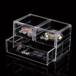 Casa si Gradina - Mobilier - Organizare si depozitare - Cutii depozitare - Organizator cosmetice, acrilic, transparent, 3 compartimente, dimensiuni 23.5 x 13.5 x 14 cm - Infinity.ro