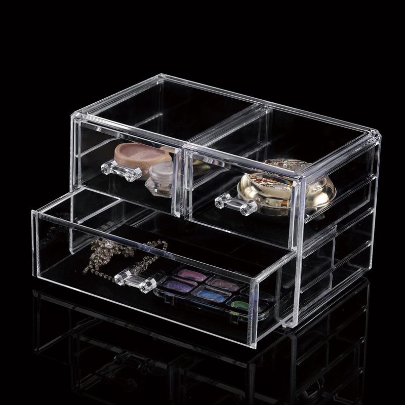 Casa si Gradina - Mobilier - Organizare si depozitare - Cutii depozitare - Organizator cosmetice, acrilic, transparent, 3 compartimente, dimensiuni 23.5 x 13.5 x 14 cm - Infinity.ro