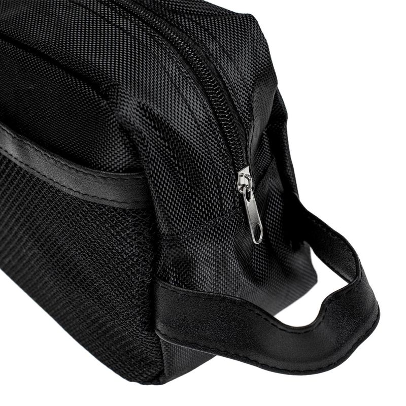 Ingrijire personala si Cosmetice - Machiaj - Portfarduri si genti cosmetice - Geanta cosmetice, model unisex, negru, 25 x 9 x 16cm, buzunar exterior plasa, poliester - Infinity.ro