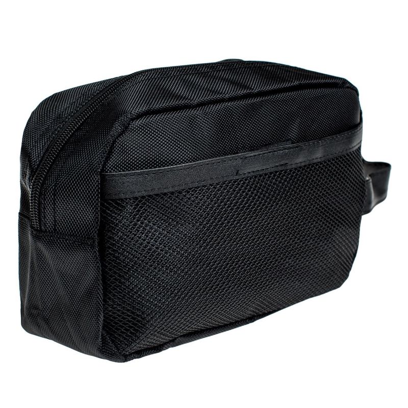 Ingrijire personala si Cosmetice - Machiaj - Portfarduri si genti cosmetice - Geanta cosmetice, model unisex, negru, 25 x 9 x 16cm, buzunar exterior plasa, poliester - Infinity.ro