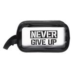 Ingrijire personala si Cosmetice - Machiaj - Portfarduri si genti cosmetice - Geanta cosmetice never give up, dimensiuni 24 x 9 x 15 cm, culori transparent negru - Infinity.ro