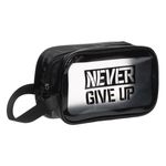 Ingrijire personala si Cosmetice - Machiaj - Portfarduri si genti cosmetice - Geanta cosmetice never give up, dimensiuni 24 x 9 x 15 cm, culori transparent negru - Infinity.ro